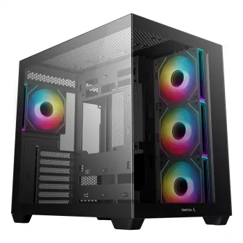 Caixa de PC DeepCool CG530 4F Midi Tower preta — vidro temperado, ATX/ITX/Micro ATX, 3 ventoinhas de 120mm, USB-C