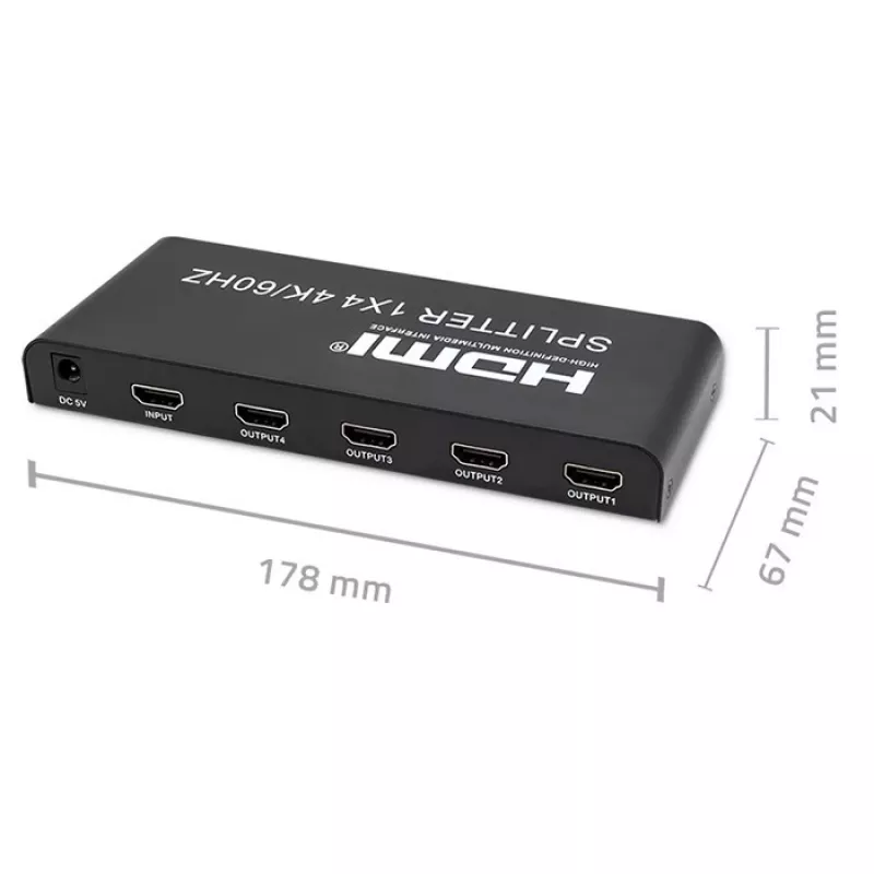 Qoltec 51799 Splitter HDMI ativo 4 x HDMI 4K x 2K | 6 Gb/s | 60 Hz