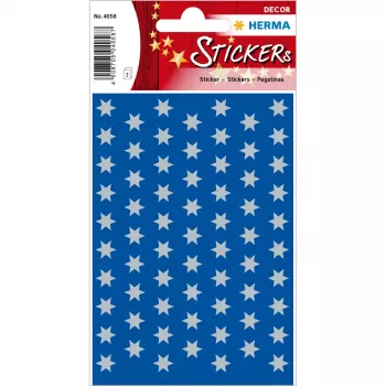 Autocolantes de papel HERMA estrelas 6 pontas prateado 8 mm adesivo permanente 201 unid.