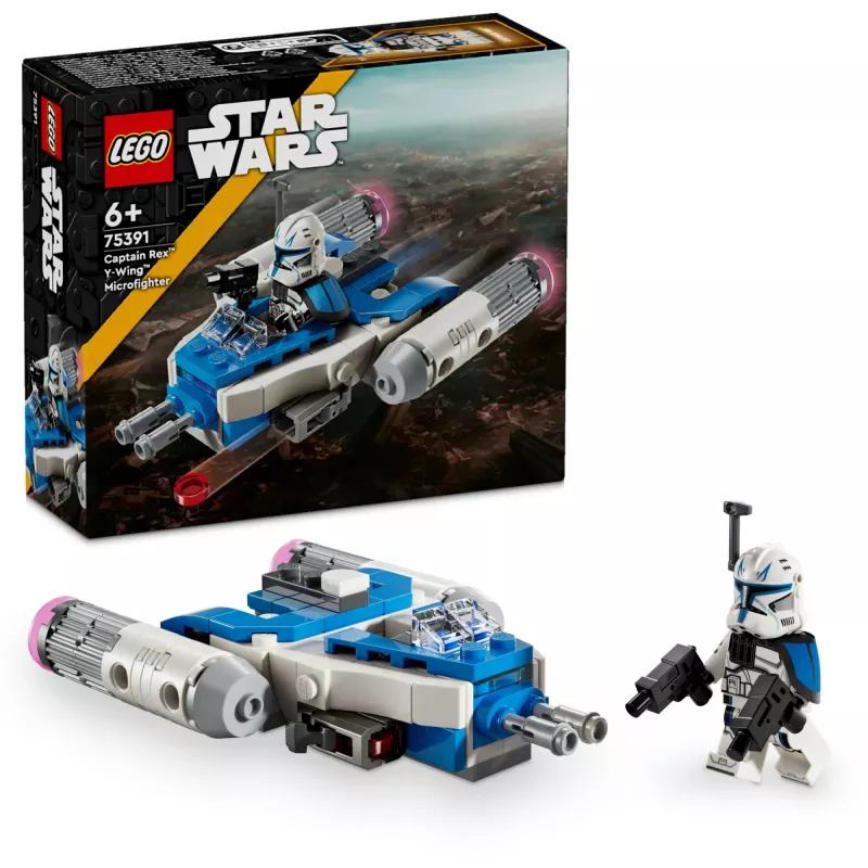 LEGO Star Wars Captain Rex Y-Wing Microfighter Peça de colecionador – Brinquedo de nave espacial das Guerras Clônicas com uma minifigura de personagem para meninos a partir dos 6 anos
