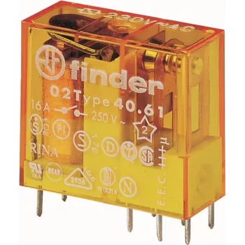 Relé de ficha/PCB Finder 1 comutador para 16A bobina 230V AC (406182301000)