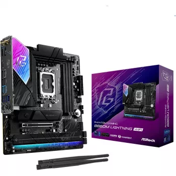 Placa-mãe ASRock B860M Lightning WiFi — Intel B860, LGA1851, microATX, DDR5, 4 DIMM, Wi‑Fi 6E, 2.5Gb LAN, Thunderbolt 4
