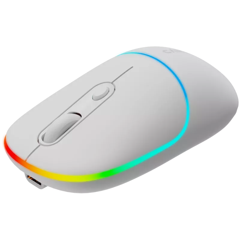 Rato Canyon MW-22 CNS-CMSW22SW – 2 em 1 Bluetooth/2,4 GHz – ótico – 800/1200/1600 DPI – 4 botões – iluminação RGB – recarregável – branco neve
