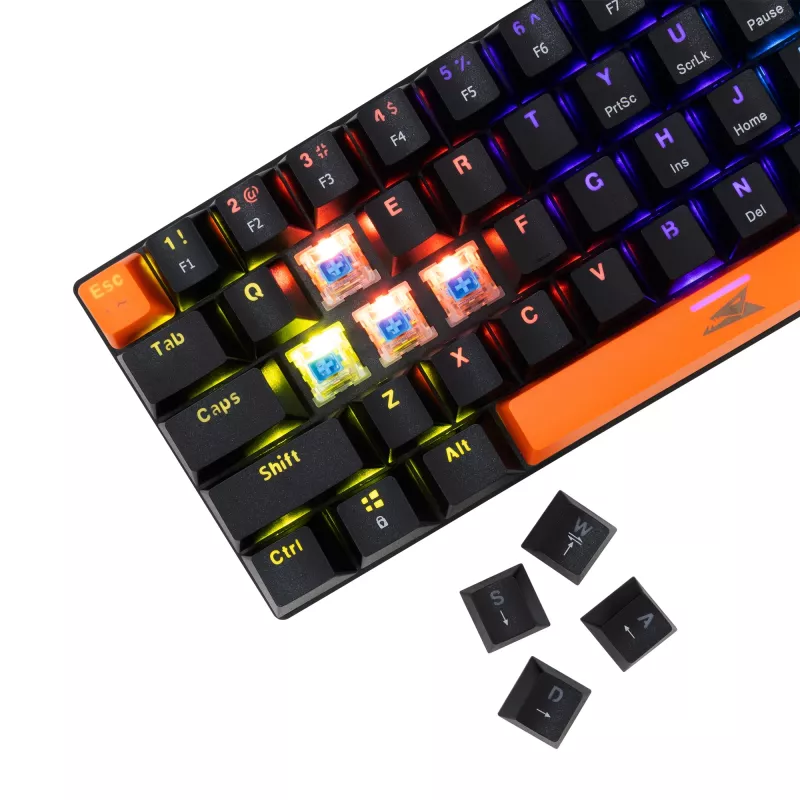 Teclado mecânico Baracuda Dolphin preto layout US com switches azuis