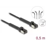 Cabo de rede DeLOCK RJ45 fino Cat.6A U/FTP 0,5 m preto