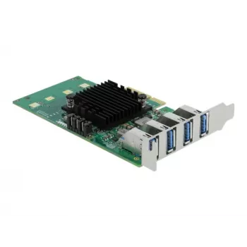 Placa DeLOCK PCI Express x4 para 4 x USB 3.0 externo Quad Channel - formato Low Profile