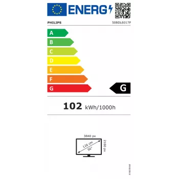 Philips 6000 Series 50BDL6017P ecrã plano de sinalização digital 125,7 cm (49,5 polegadas) LCD 800 cd/m² 4K Ultra HD preto processador integrado Android 14 24/7