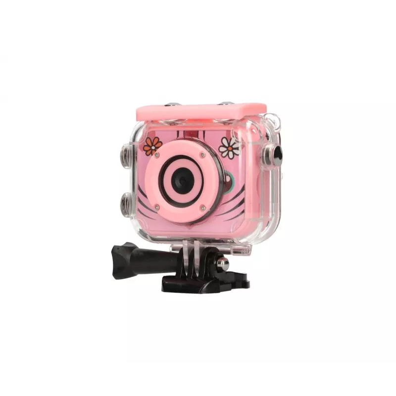 Câmara de ação desportiva digital para crianças Extralink H18 rosa – IP68, 1080p, ecrã de 2 polegadas