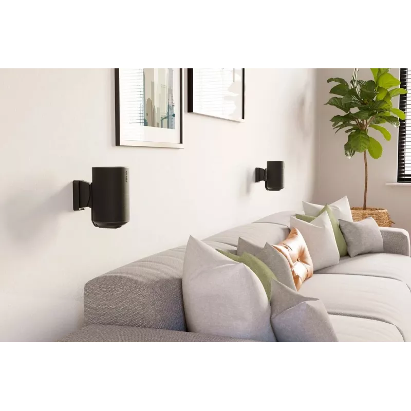 Suporte de parede Vogels | Suporte de parede para coluna para Sonos Era 100 | Inclinável, rotativo | Capacidade máxima 7 kg | Preto