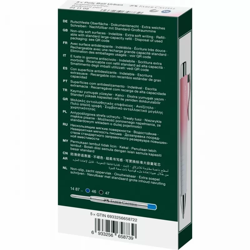 Caneta de clip com mecanismo de pressão Faber-Castell 241108 azul rosa branco