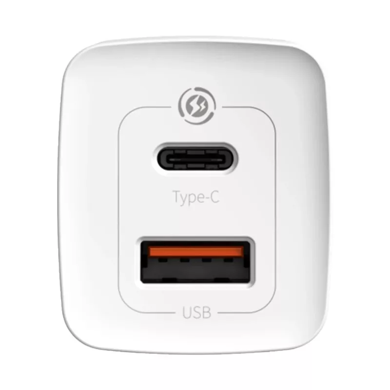 Carregador Baseus CCGAN2L-B02 interior AC carregador rápido 20V 1xUSB 1xType-C branco