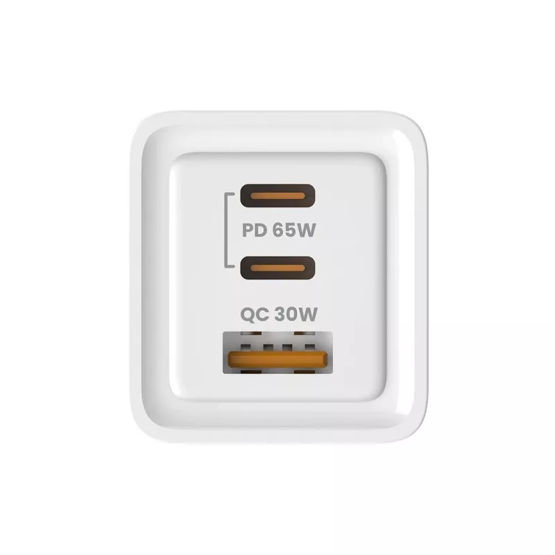 Fonte de alimentação SAVIO LA-07 GaN 65W, USB, QC4.0+, PD 3.0, branca