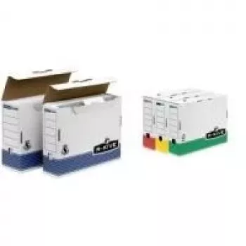 Caixa de arquivo Fellowes R-Kive PRIMA, branco-azul (B)80 mm em cartão 100% reciclado, 100% reciclável (0026401)