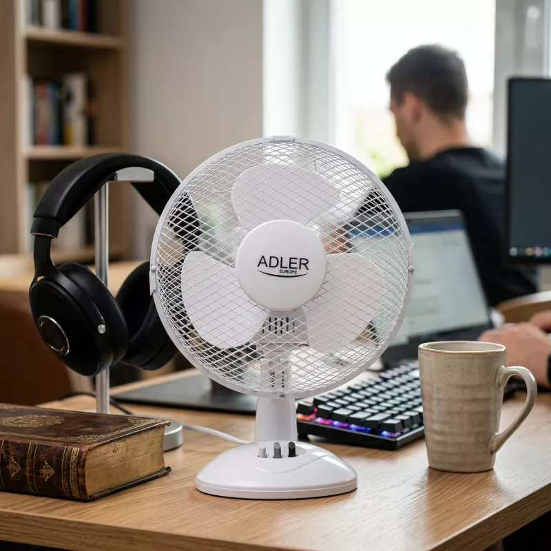 Adler | AD 7302 | Ventilador de mesa | branco | diâmetro 23 cm | número de velocidades 2 | oscilação | 60 W | Não