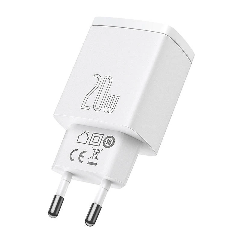 Carregador de parede Baseus Compact 1x USB-A + 1x USB-C 3A, adaptador de viagem compacto