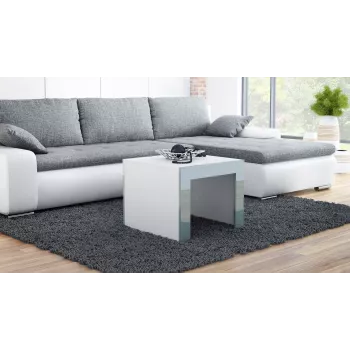 Mesa de centro TESS60 BI/SZ / Mesa lateral / Mesa de canto, mesa de centro de forma quadrada, 2 pernas
