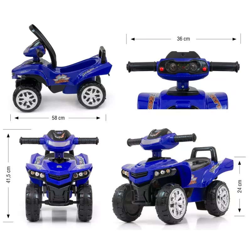Veículo deslizante Milly Mally Ride-on Monster Navy — veículo deslizante com assento para criança, altura de assento baixa