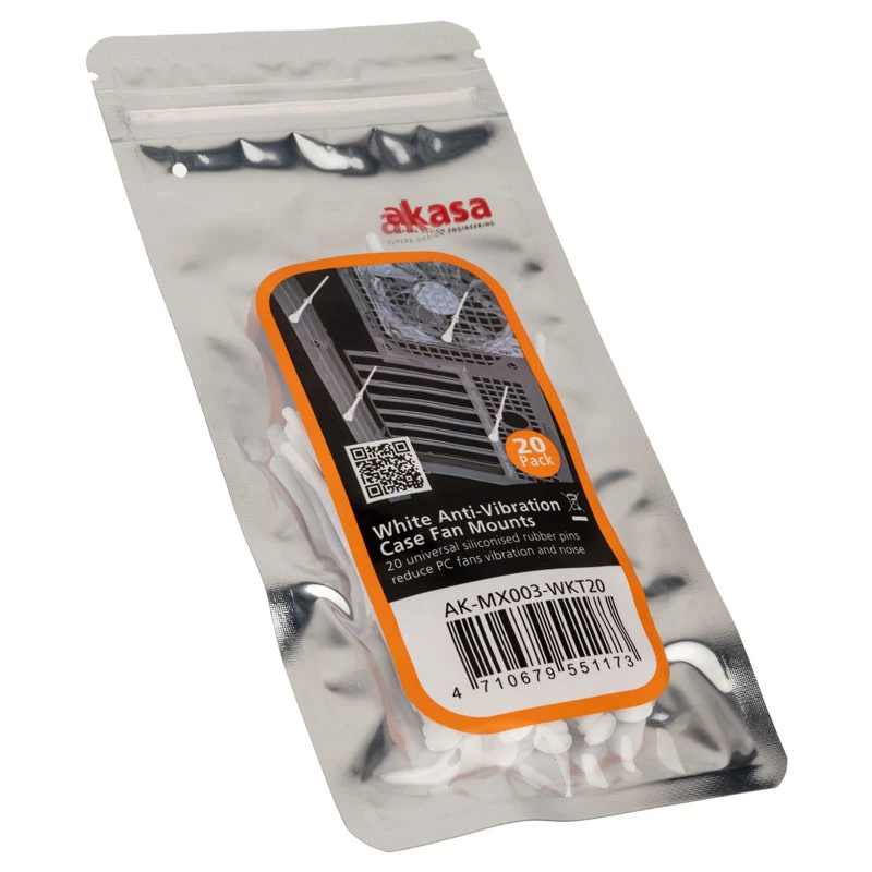 Fixações antivibração para ventoinhas de PC Akasa AK-MX003-WKT20, branco, pack de 20