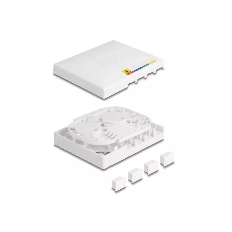Caixa de ligação de fibra ótica DeLOCK FTTH montagem na parede 4 x SC Simplex LC Duplex branco