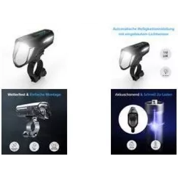 Farol de bicicleta FISCHER 007790 100 lux LED, a pilhas, preto
