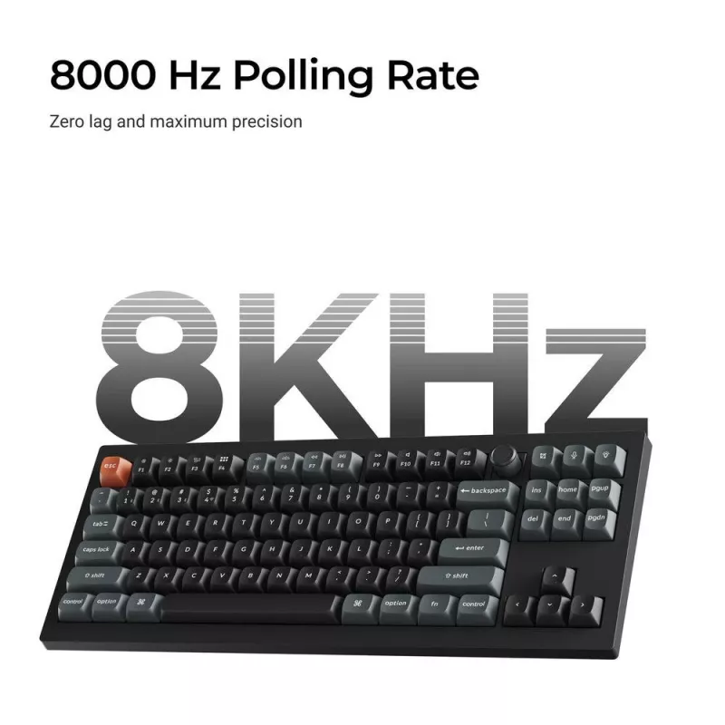 Teclado mecânico Keychron V3 Ultra 8K — com fios e Bluetooth, layout QWERTY, RGB LED, preto