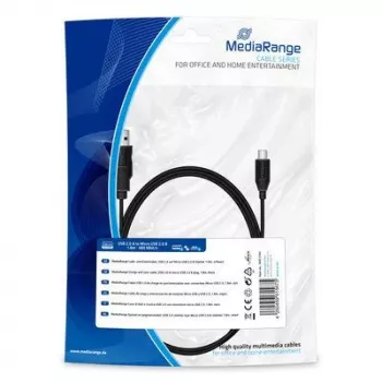 Cabo de carregamento e sincronização MediaRange MRCS184 USB 2.0 para Micro-USB 2.0 conector macho 1,8 m preto