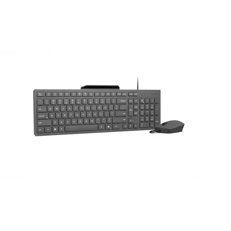 Conjunto de teclado e rato com fios Lenovo 310 (inglês dos EUA) — teclado de tamanho completo, cabo de 1,8 m, rato ótico ambidestro de 2000 DPI