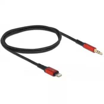 Delock - cabo Lightning para tomada de auscultadores - Lightning macho para mini-phone estéreo 3,5 mm macho - 50cm - preto, vermelho (86586)