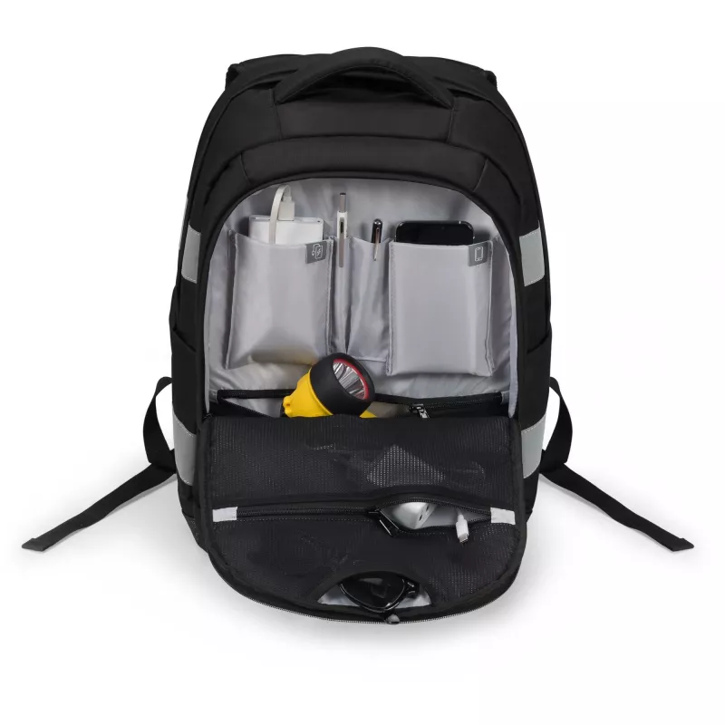 Mochila DICOTA Hi-Vis V2 preta 320x220x455mm PET TPU