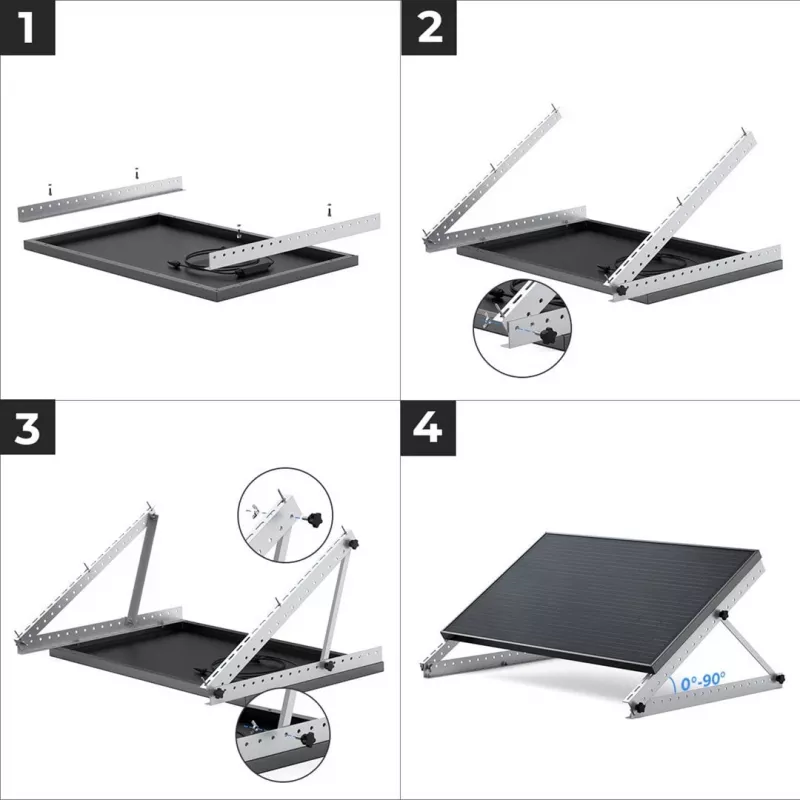 Conjunto de montagem EcoFlow AA-FRAME-28IN autónomo prateado