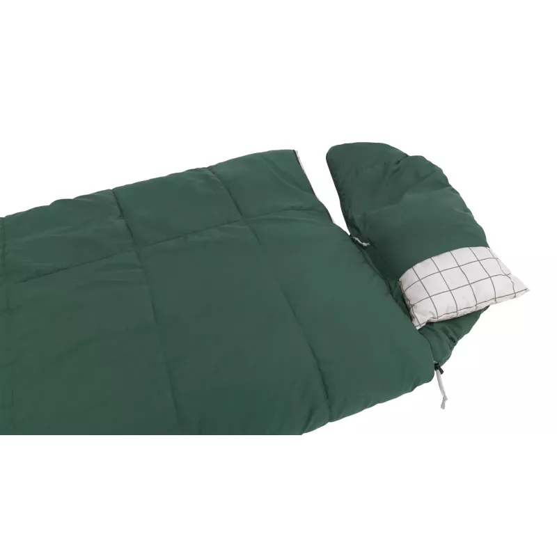Saco de dormir Outwell Camper Prime semirretangular 900×2350 mm, altura máx. do utilizador 200 cm, algodão/poliéster, verde