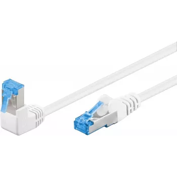 Cabo de rede Goobay CAT 6A 1x 90° angular, S/FTP (PiMF), branco, 0,25 m - patilha de retenção em cima, LSZH isento de halogéneos, cobre (51562)