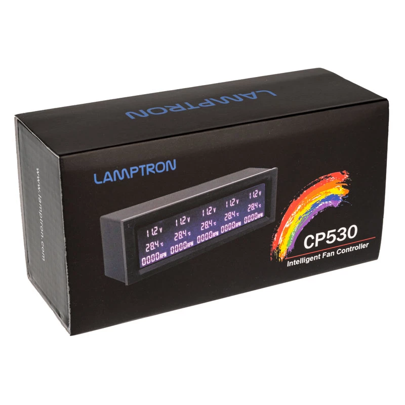 Controlador de ventoinhas Lamptron CP530 — controlador automático de ventoinhas com RGB, preto
