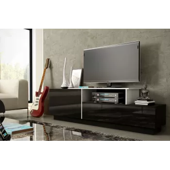 Móvel de TV Cama SIGMA 3 180 preto/preto brilhante + branco