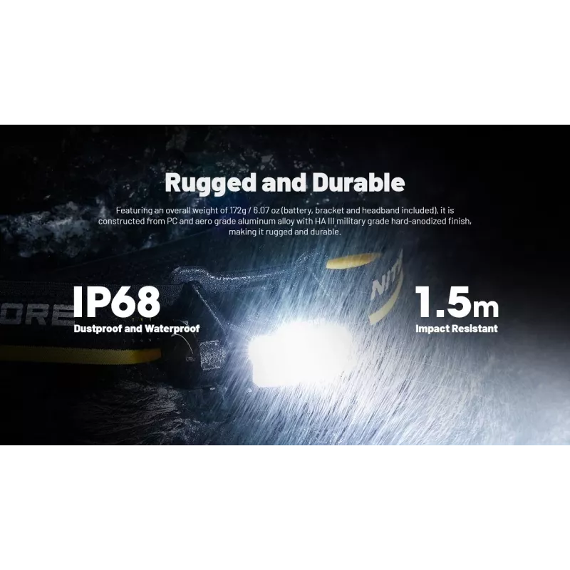 Nitecore HC70 UHE lanterna de cabeça, 1600 lm, 6 LED, IP68, recarregável por USB, alumínio, 172 g, preta