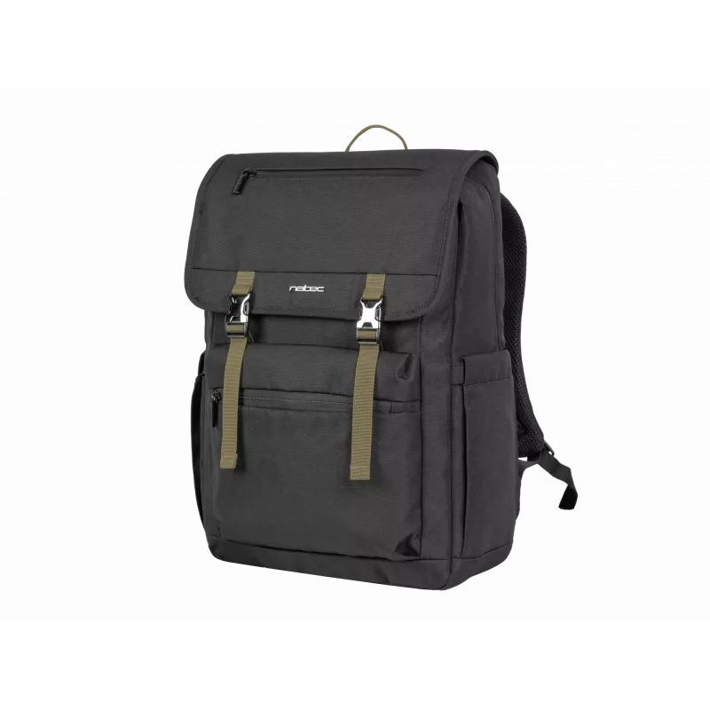 NATEC Niala NTO-2239 mochila para portátil de 39,6 cm (15,6 polegadas), 18 L, resistente a salpicos, poliéster reciclado, preto/verde escuro