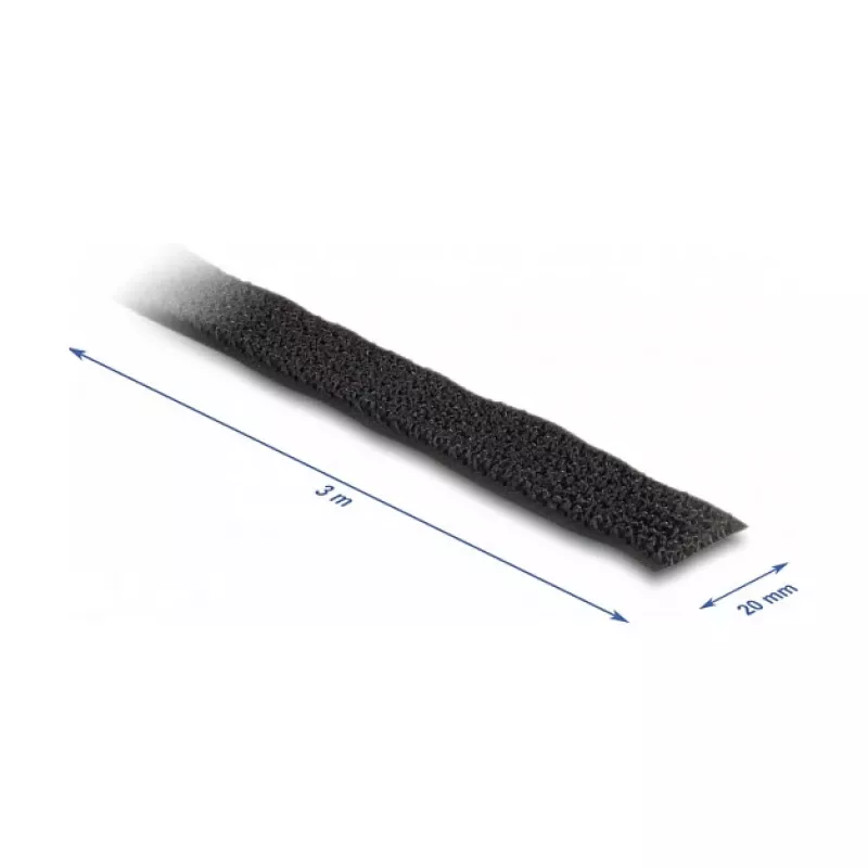 Fita de velcro DeLOCK 3 m x 20 mm preto nylon