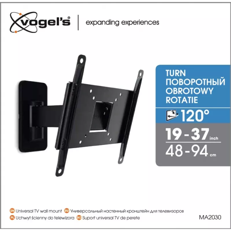 Vogels | Suporte de parede | MA2030-A1 | Totalmente móvel | 19-40 | Capacidade máx. 15 kg | preto
