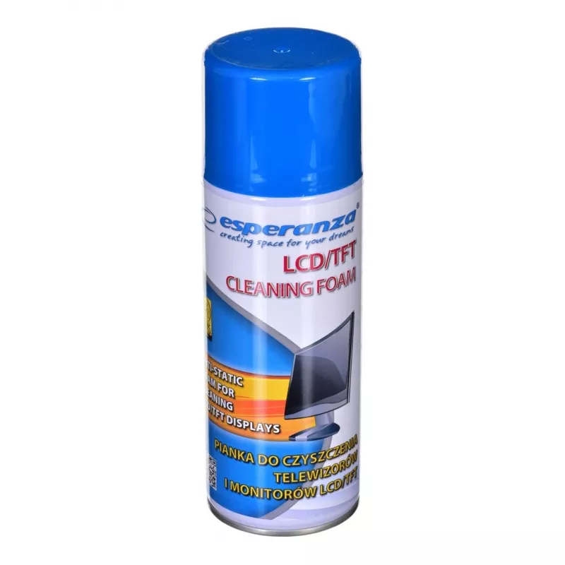 Espuma de limpeza de equipamentos ESPERANZA ES119 — 400 ml para ecrãs LCD/TFT/Plasma, multicolor