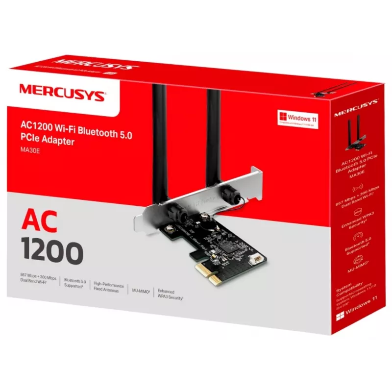 Mercusys AC1200 Wi-Fi Bluetooth adaptador PCIe MA30E dual-band