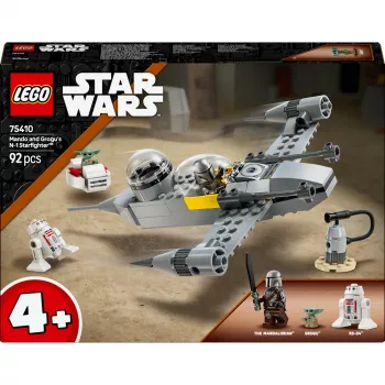 LEGO Star Wars Conjunto 75410 Modelo N-1 Starfighter com 92 peças, minifiguras Mando e Grogu