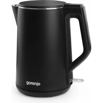 Chaleira elétrica Gorenje K15DWBK – 1,5 L, 2200 W, preta, controlo por botões, base 360°