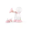 Bomba tira-leite elétrica neno Bella Twin – eletrónica, biberões de 150 ml, 6 níveis de estimulação / 9 de sucção, bateria de iões de lítio USB, rosa/transparente