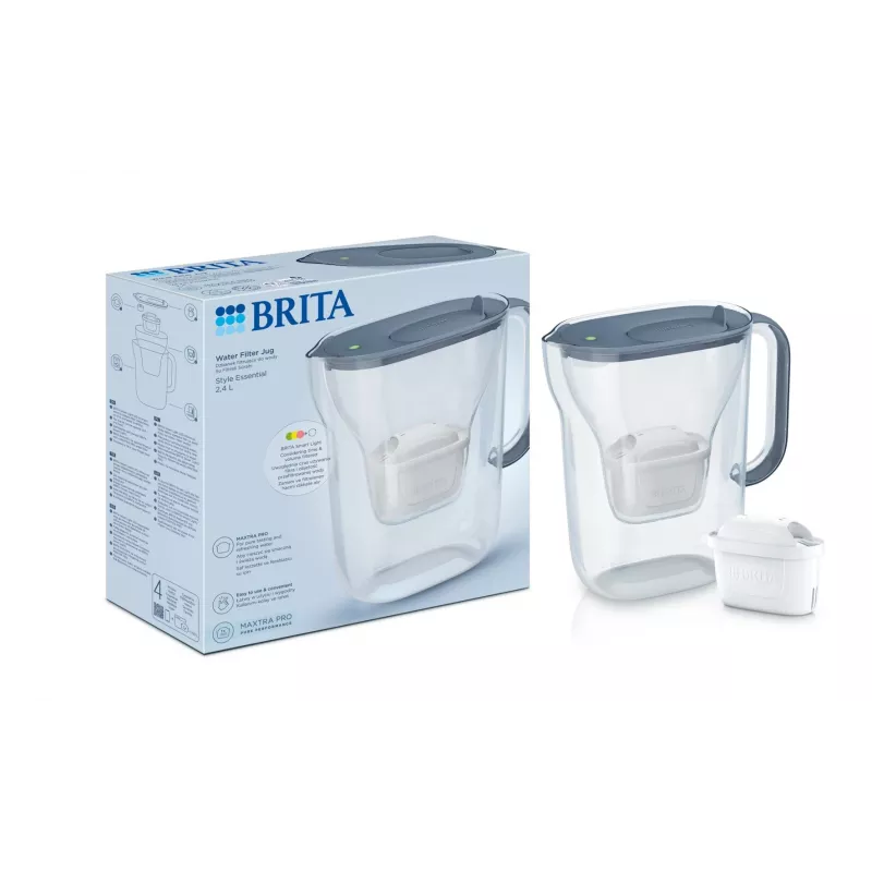BRITA Style Essential jarro filtrante de água 2,4 l com 1 cartucho MAXTRA Pro, grafite