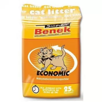 Areia aglomerante Super Benek Economic 25 L — grânulos de bentonite, eliminação de odores, biodegradável