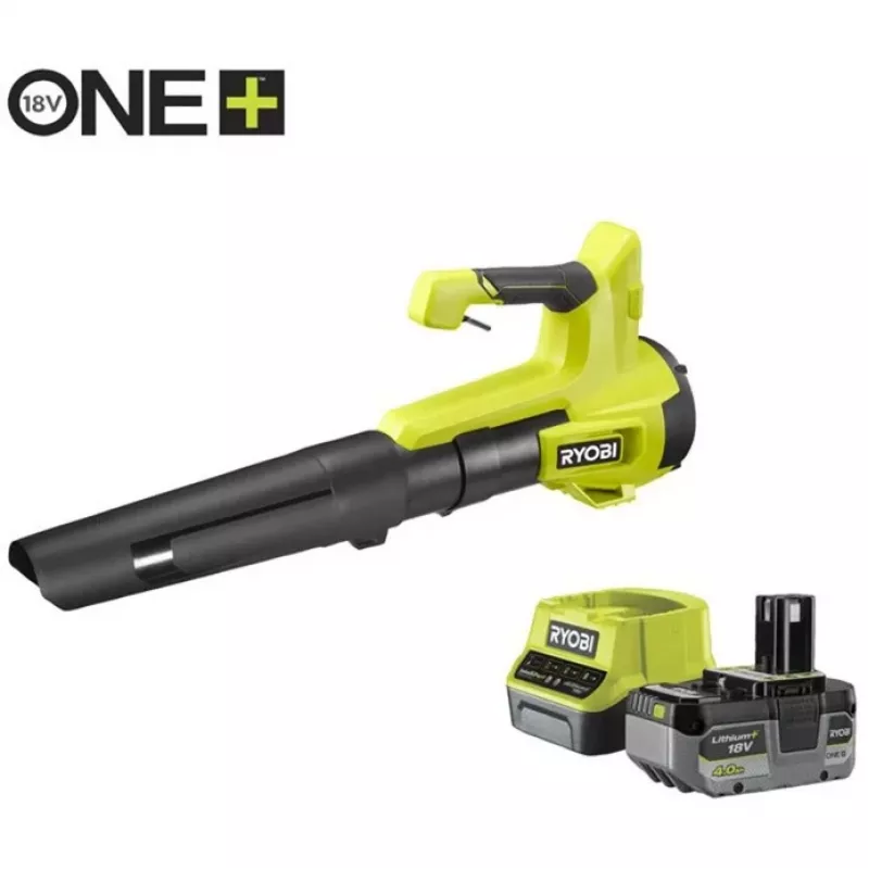 Soprador de folhas sem fio ONE+ RY18BLB-140, 18 Volts, soprador de folhas verde/preto, bateria de iões de lítio 4,0 Ah