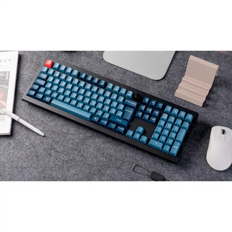 V6 Max, teclado gaming preto/azul-cinzento, layout DE, Gateron Jupiter Red, Hot-Swap, RGB
