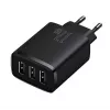 Carregador rápido compacto Baseus, 3x USB, 17 W (Preto)