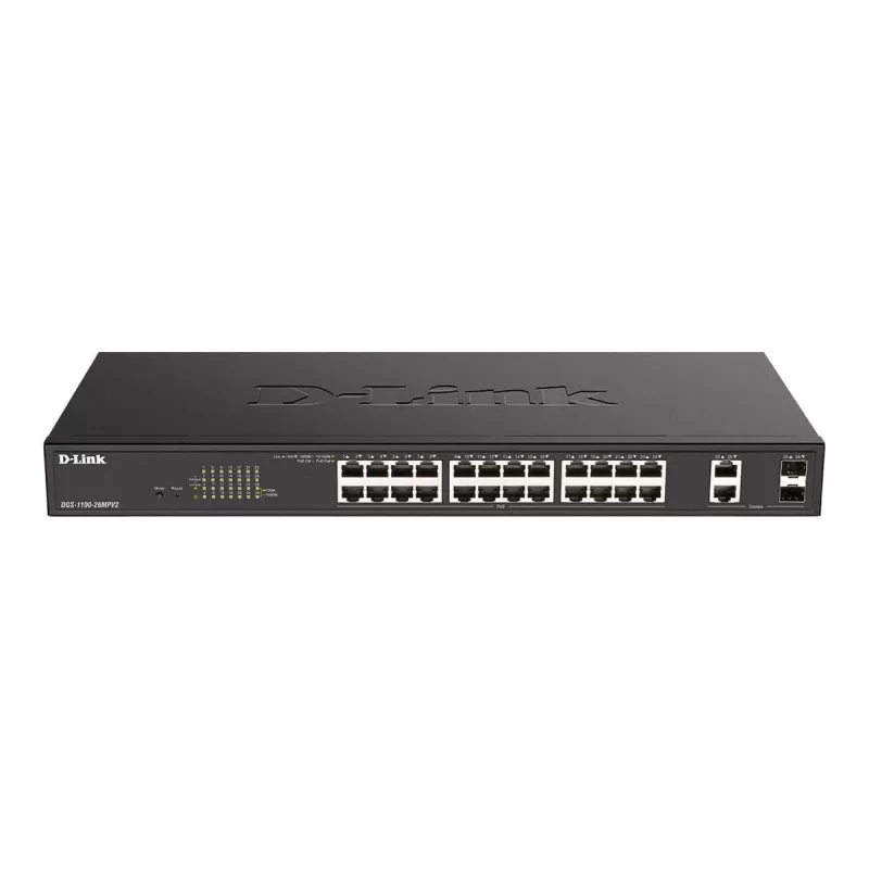 D-Link DGS-1100-26MPV2/E switch de rede Managed L2 Gigabit Ethernet (10/100/1000) Power over Ethernet (PoE) preto