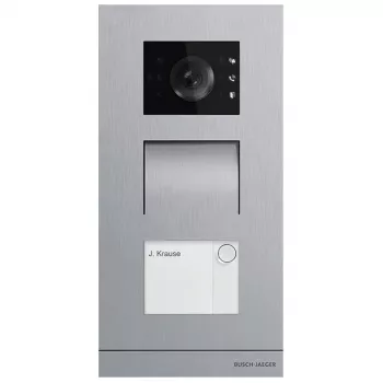 Videoporteiro Busch-Jaeger A21381P1-S-03, prateado, caixa exterior em aço inoxidável, botões, 135×29×277 mm